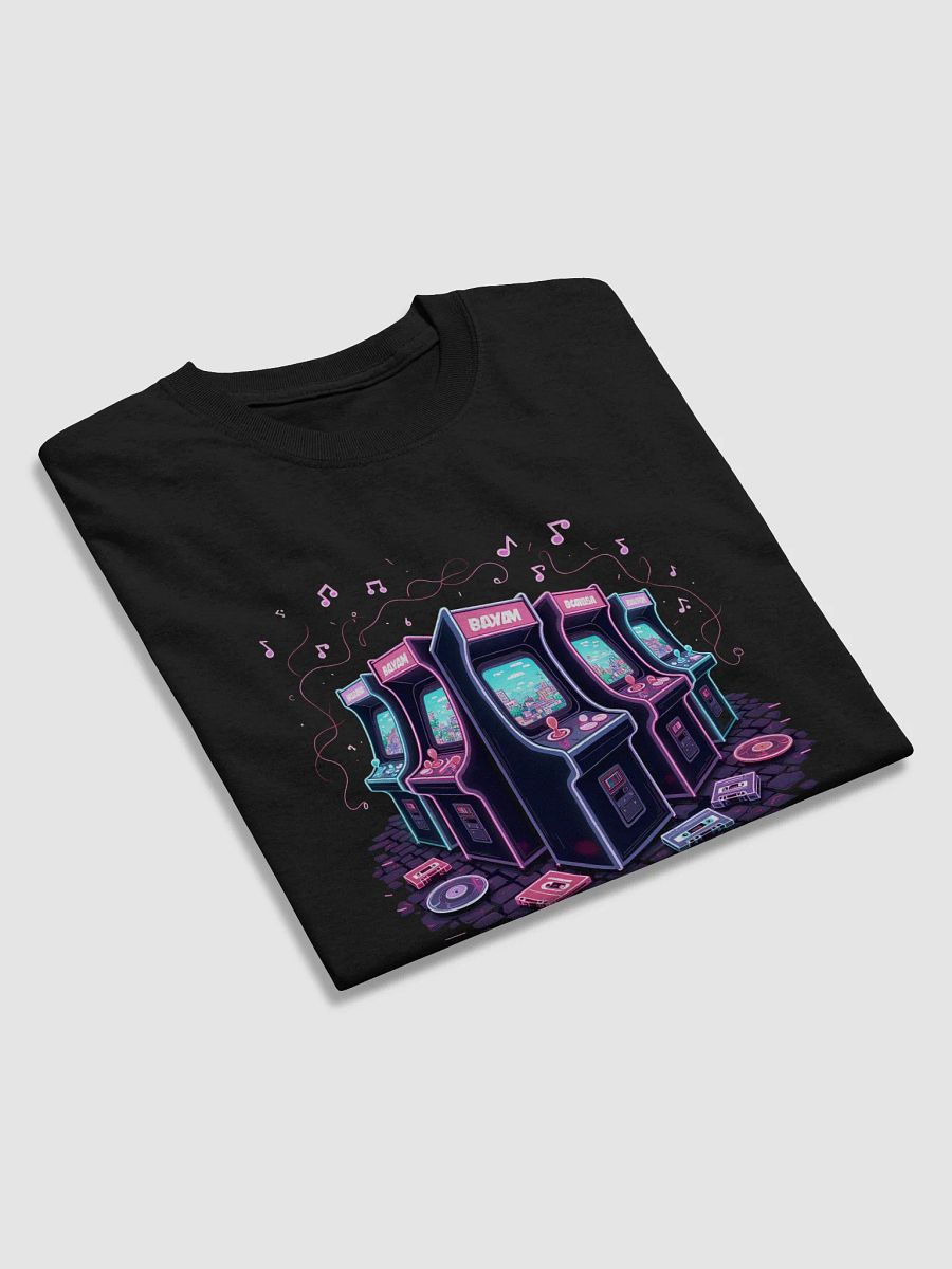 Retro Arcade Revival: Neon Musical Notes T-Shirt - Relive the Magic of Classic Gaming and Music Fusion on Fourthwall product image (4)