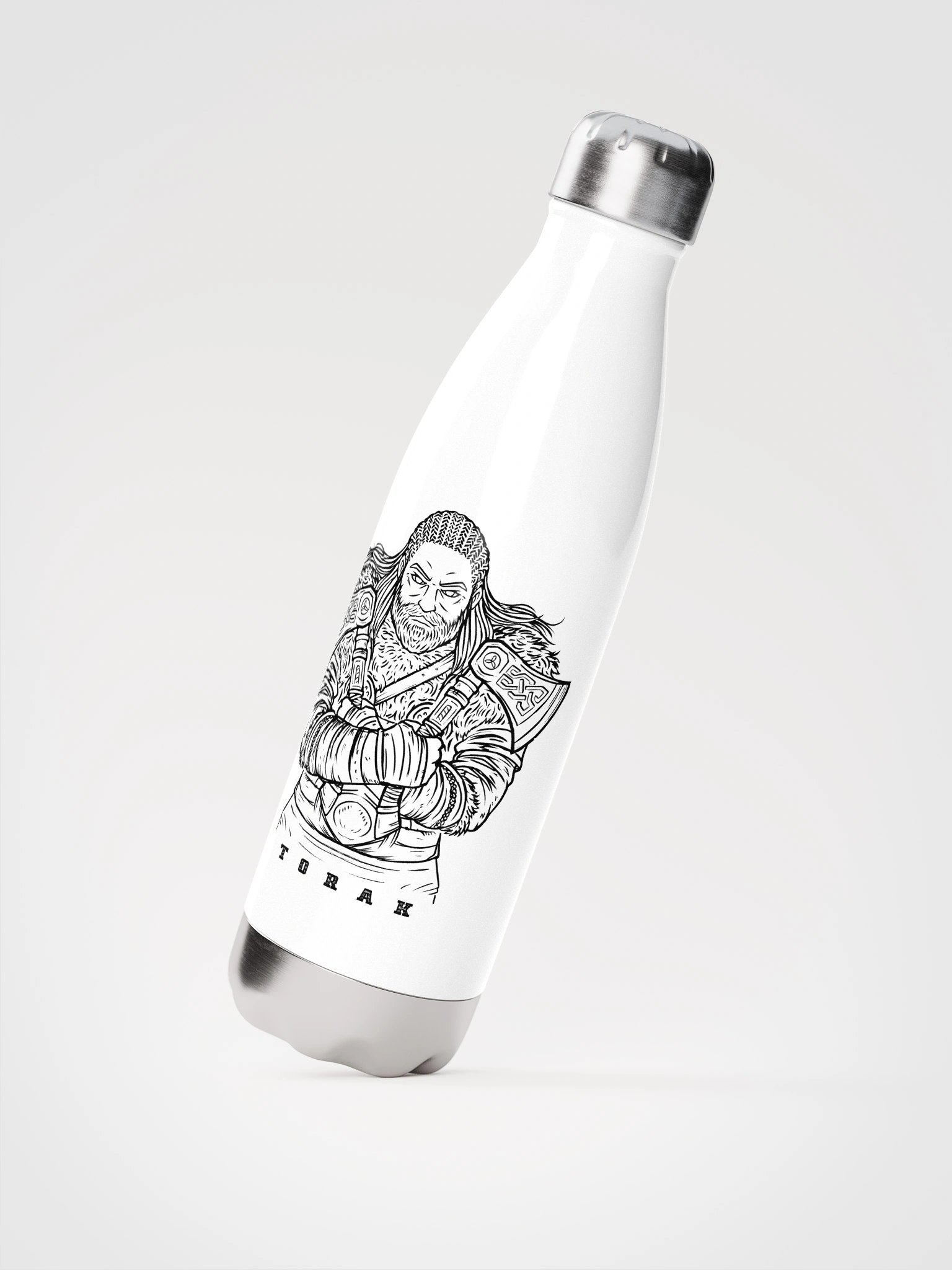 "Black Character" White Stainless Steel Water Bottle product image (2)