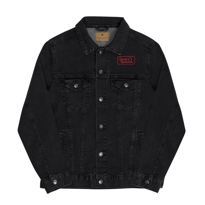 Good Listener Logo Embroidered Jean Jacket - Black and Red product image (2)