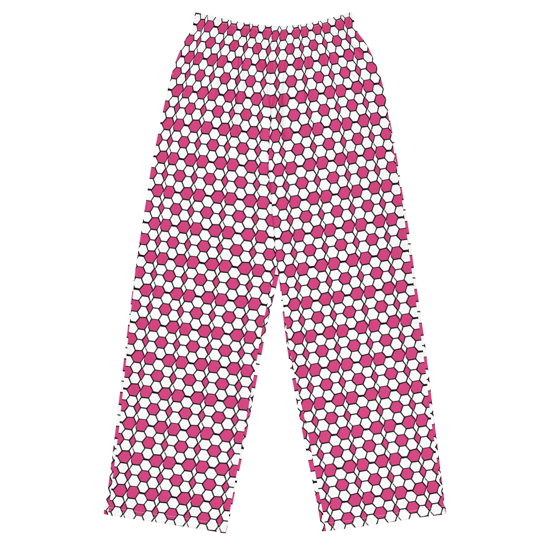 Pink and White diamond Wide-Leg Unisex Pants product image (1)