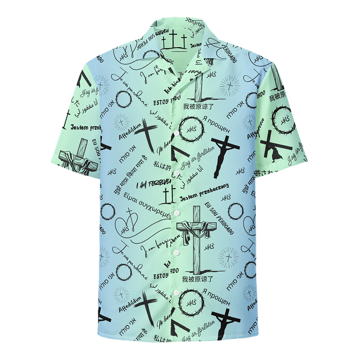 "I am forgiven" Bold Christian Hawaiian style shirt product image (1)