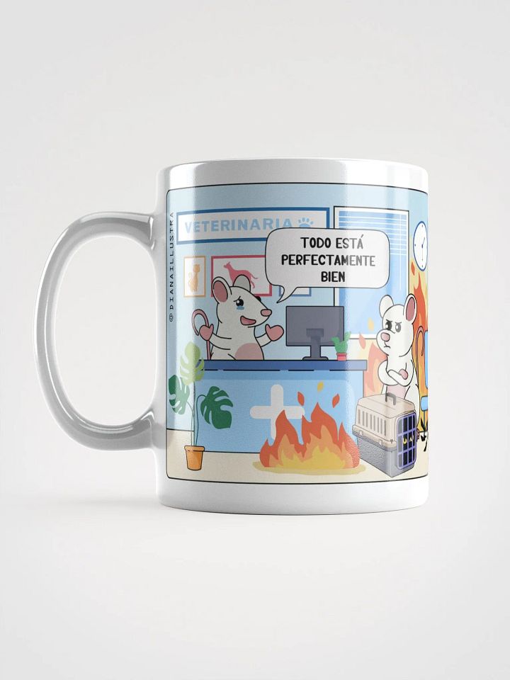 "Clínica veterinaria en llamas-SPANISH" Ceramic mug product image (1)
