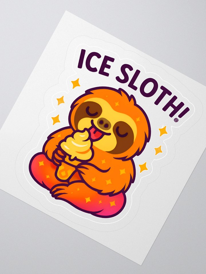 Ice Sloth! – Funny Sloth Ice Cream 3" Sticker | Sloths Having Snacks Collection product image (2)