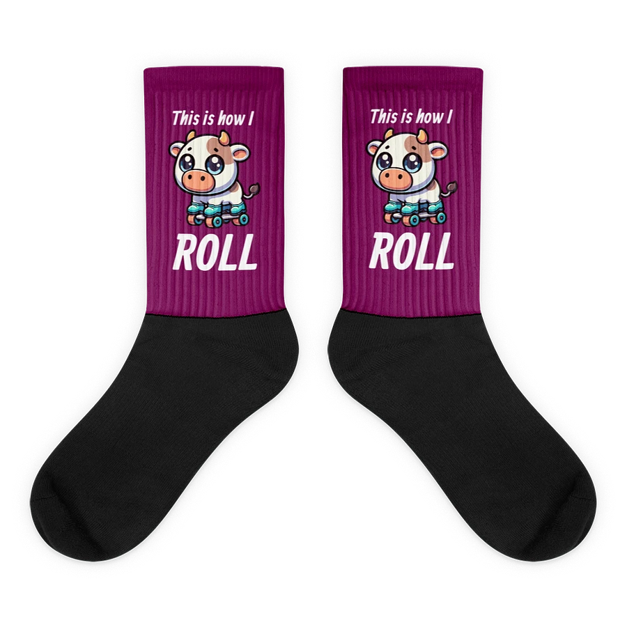 Rollerblading Cow Funny Socks product image (2)