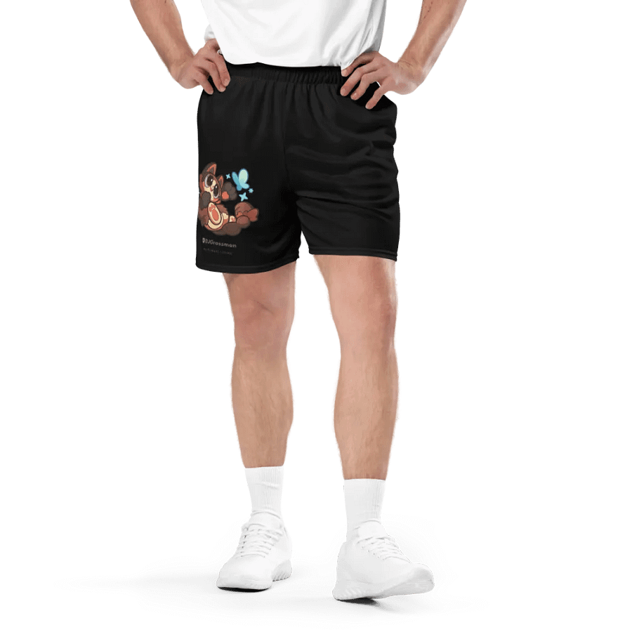 Playing Terra • All-Over Print Recycled Unisex Mesh Shorts (Black) product image (2)