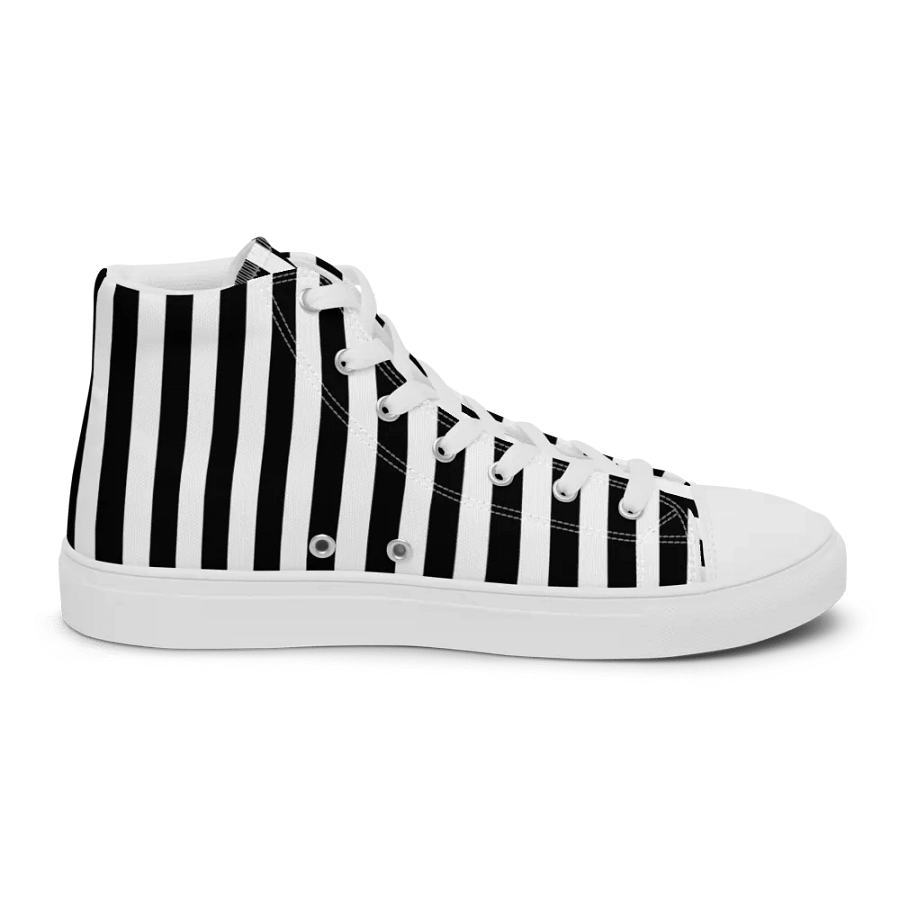 Men's Black And White Striped High Tops product image (8)