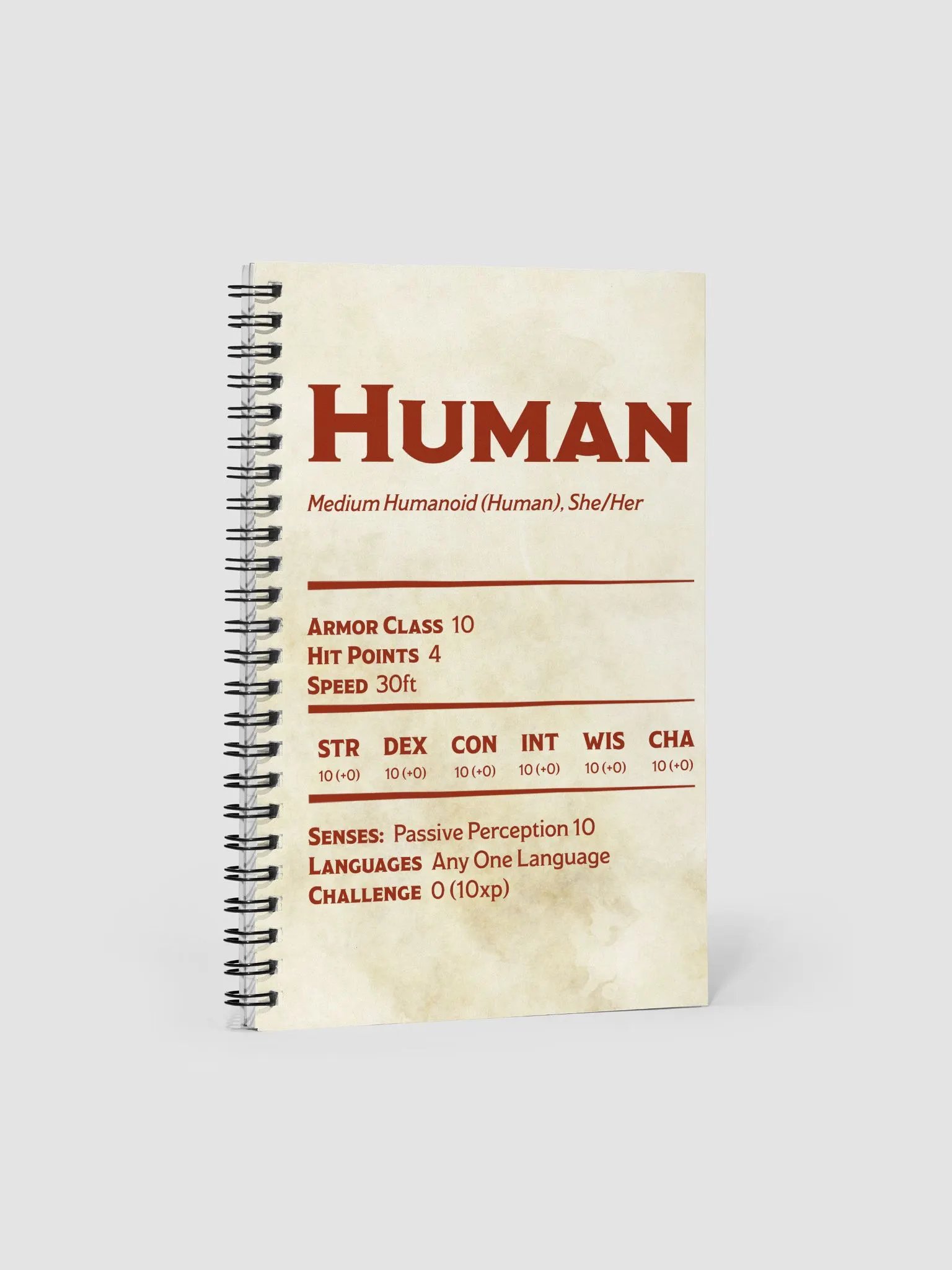 Human Statblock Notebook - She/Her product image (1)