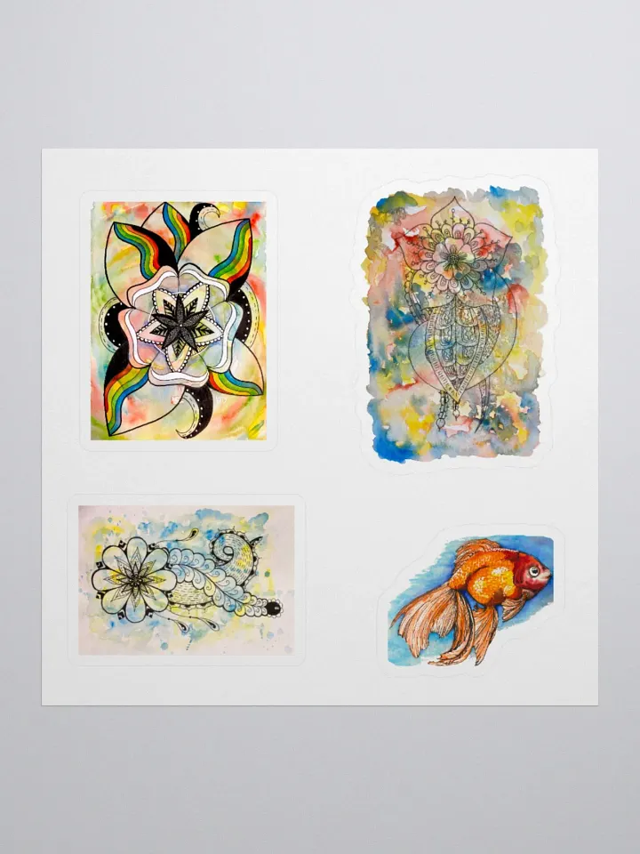 Vibrant Variety: Abstract Floral and Aquatic Art Stickers Set product image (3)