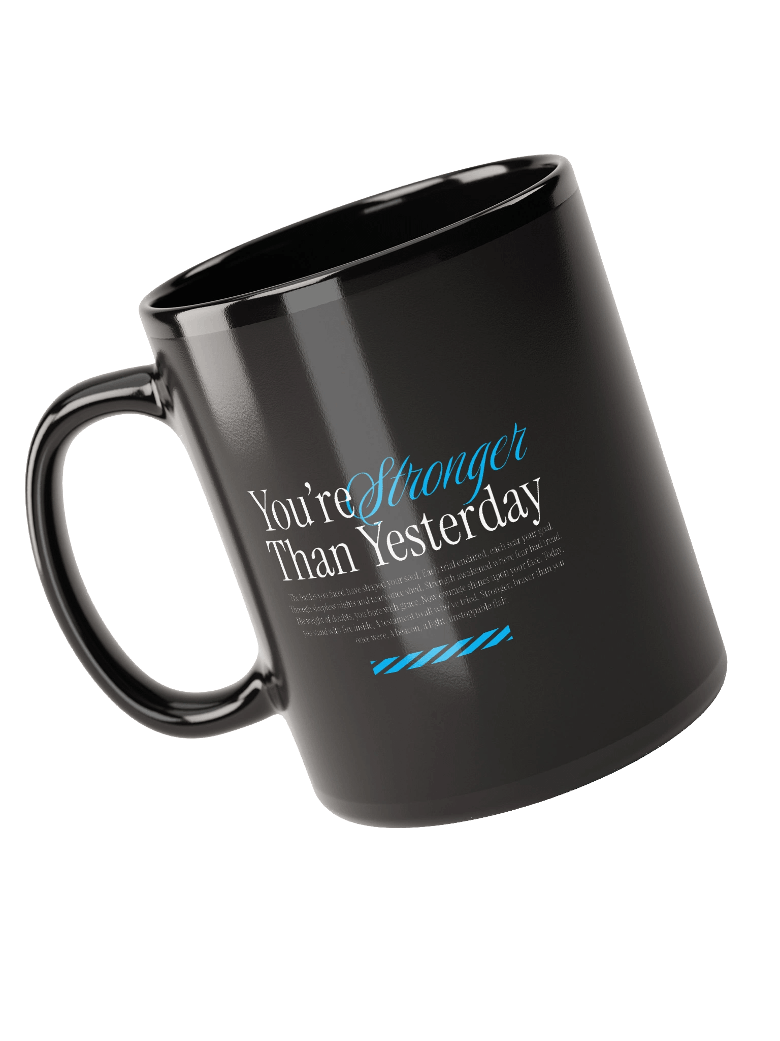"You're stronger than yesterday" Blue Splatter Mug product image (5)