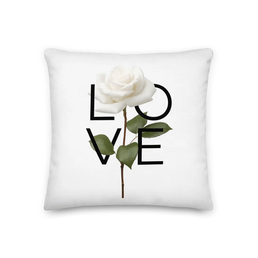 'LOVE' White Rose Decorative Pillow product image (1)