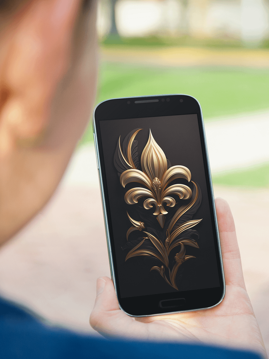Elegant 3D Gold Fleur de Lis Wallpaper - Enhance Your Smartphone with Regal Beauty for Lock Screen or Wallpaper product image (2)