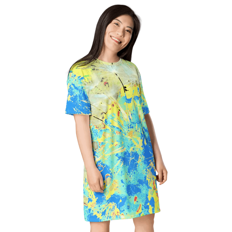 Cool Abstract Dandelion Seeds Ladies T Shirt Dress product image (5)