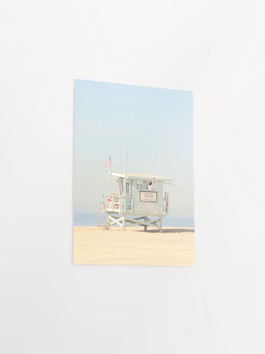 Never Stop Exploring Venice Beach Alpaca Lifeguard Tower Poster product image (37)