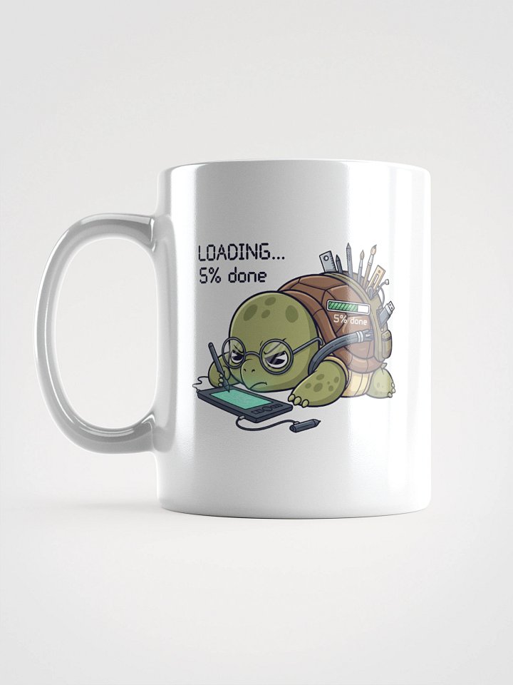 Techie Turtle on Drawing Tablet White Glossy Mug product image (1)