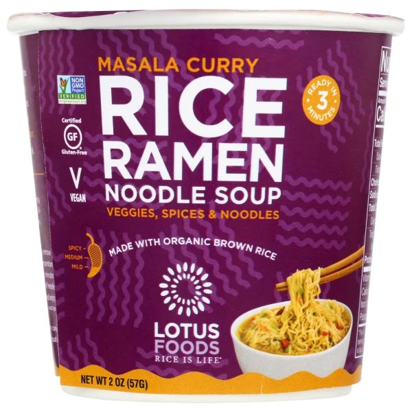 LOTUS FOODS: Noodle Brown Rice Cup Masala Curry, 2 oz product image (1)