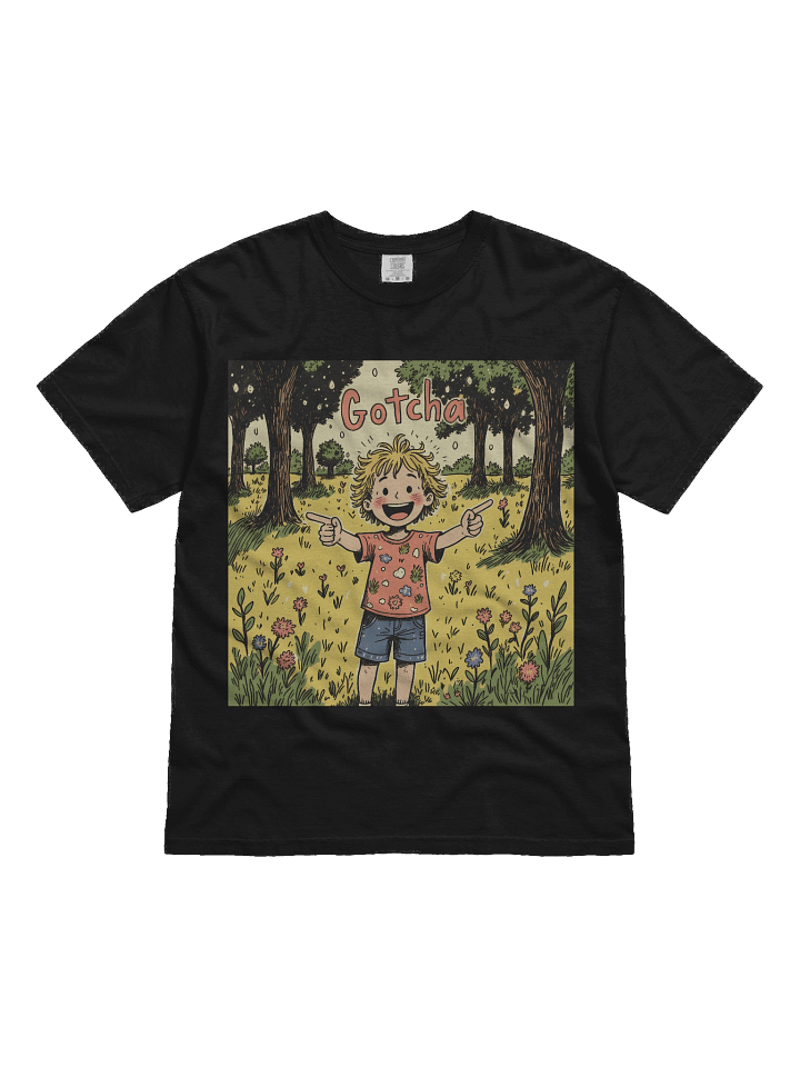Gotcha! Playful Child – Whimsical Forest Heavyweight T-Shirt product image (5)