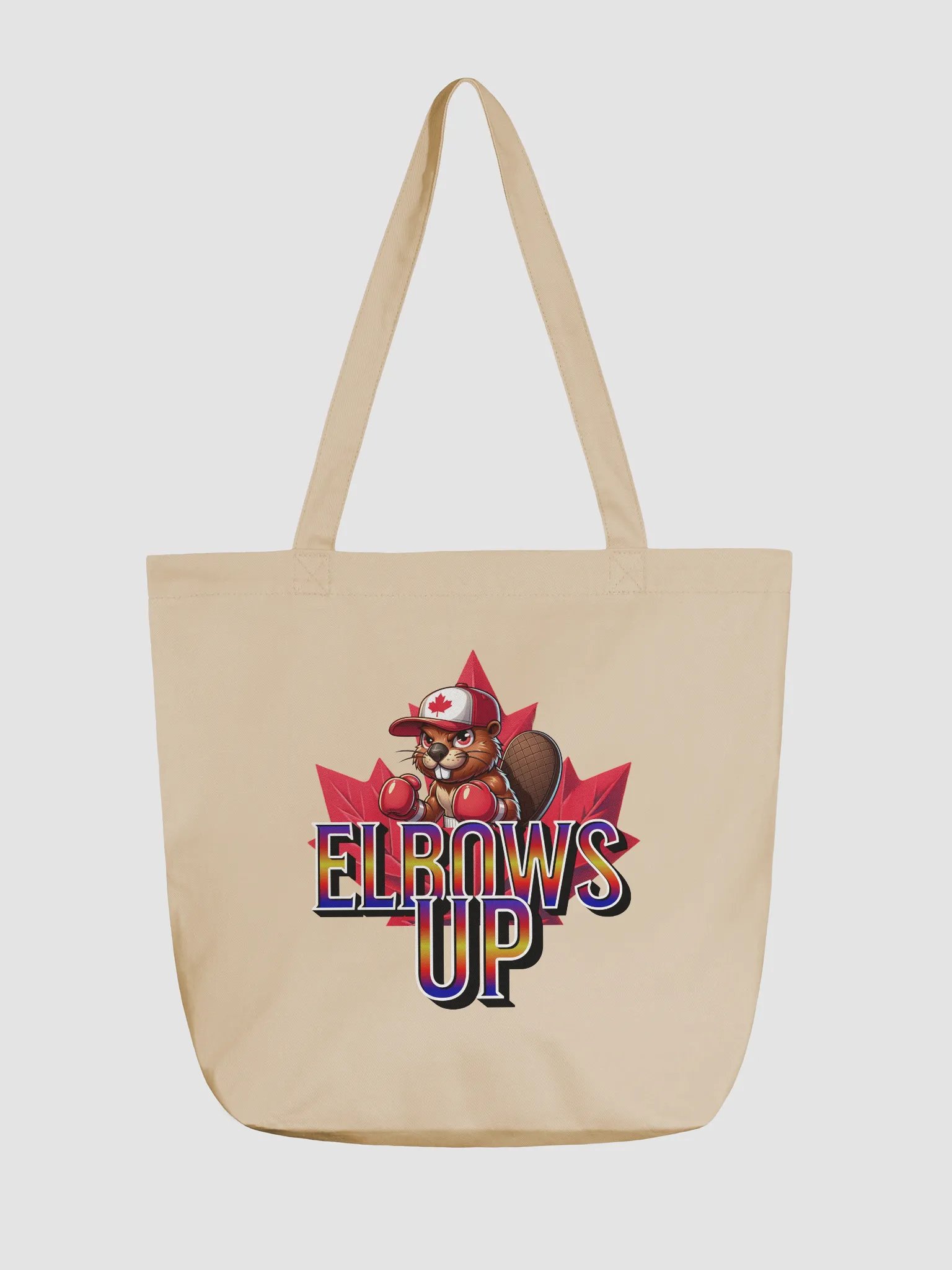 Elbows Up Maple Leaf Beaver Boxing Mauler Eco Tote Bag product image (5)