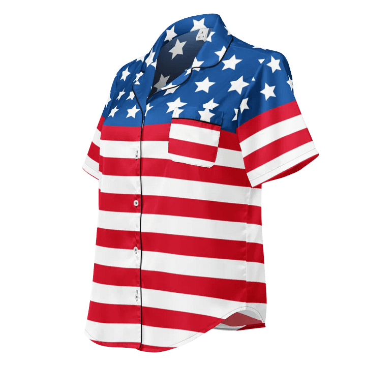 Women’s American Flag Short-Sleeve Pyjama Top - 100% Polyester product image (1)