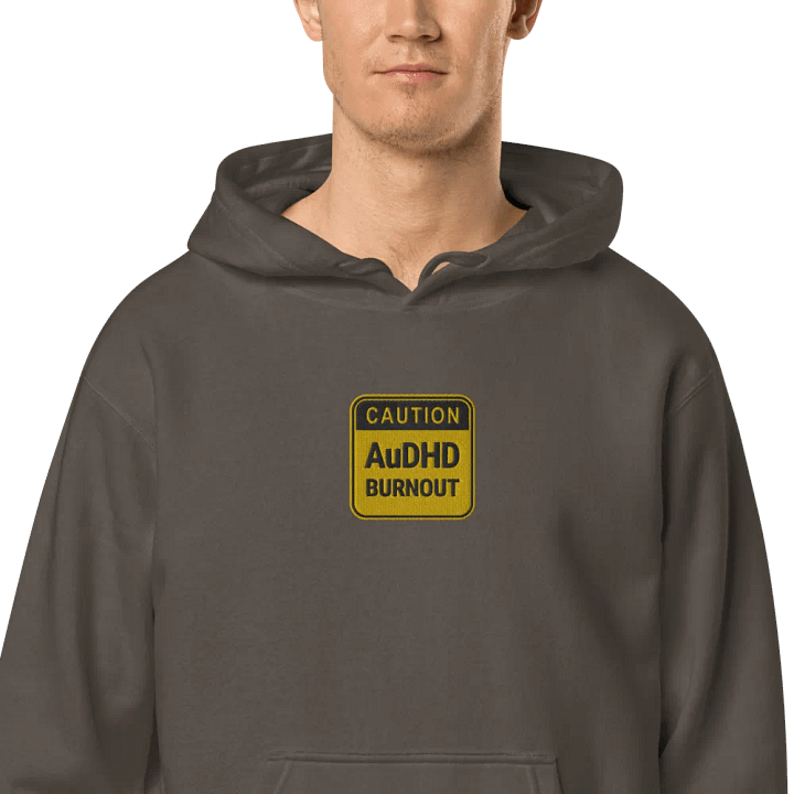 CAUTION: AuDHD BURNOUT embroidered pigment hoodie product image (1)