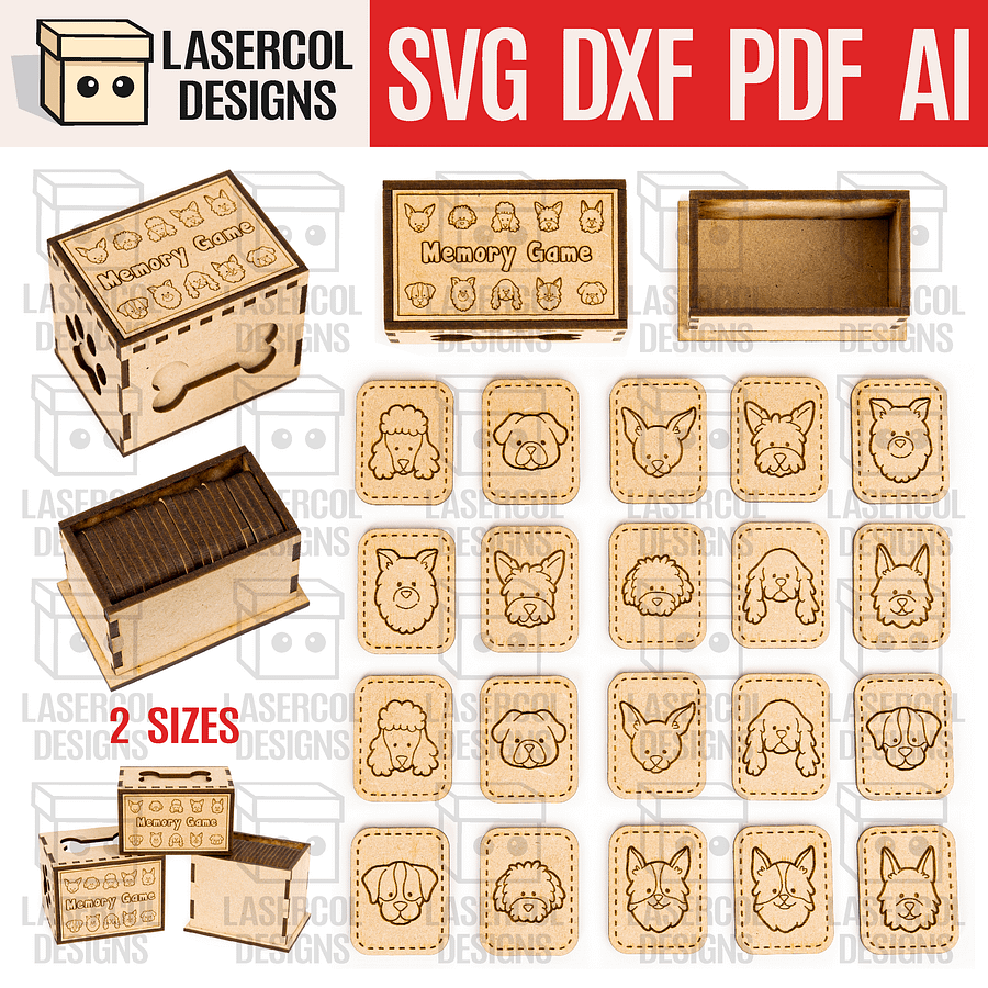 Memory Game (Dogs) Version - Laser Cut Files product image (1)