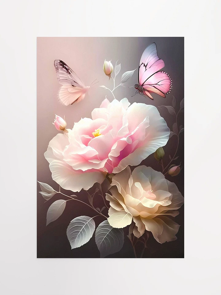 Whispering Roses and Butterflies Poster: Serene Floral Art for Delicate Home Decor product image (2)