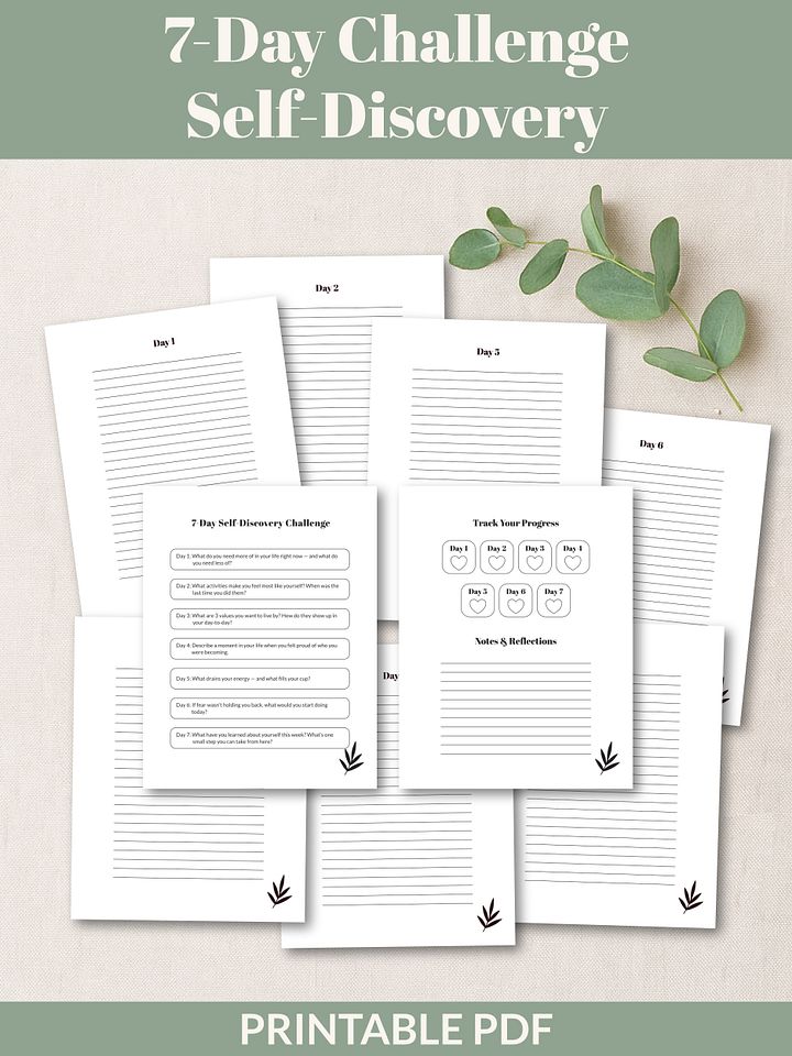 7-Day Self-Discovery Challenge Printable product image (2)