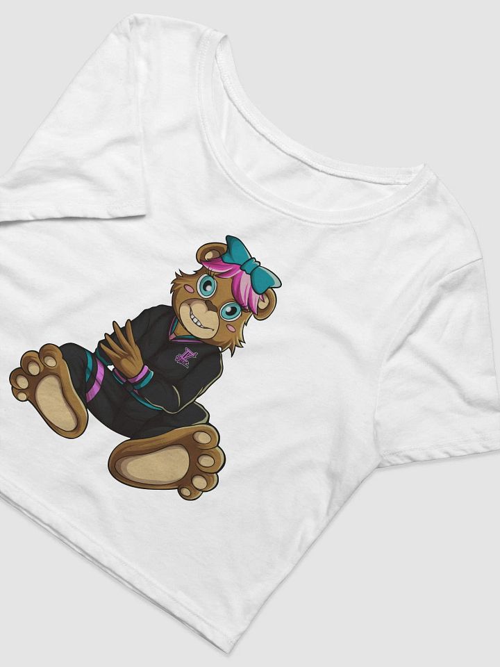 Sitting Girl Bear White Bella+Canvas Women's Crop Tee product image (2)