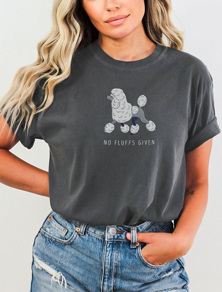 No Fluffs Given T-Shirt(Embroidered) of a Standard Poodle(White) product image (2)
