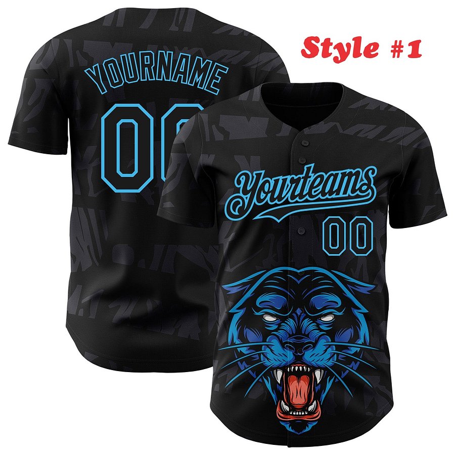 Authentic Baseball Jersey, Custom Baseball Jersey, Personalized Sport Jersey, Colorful, Number, 3D Animals product image (184)
