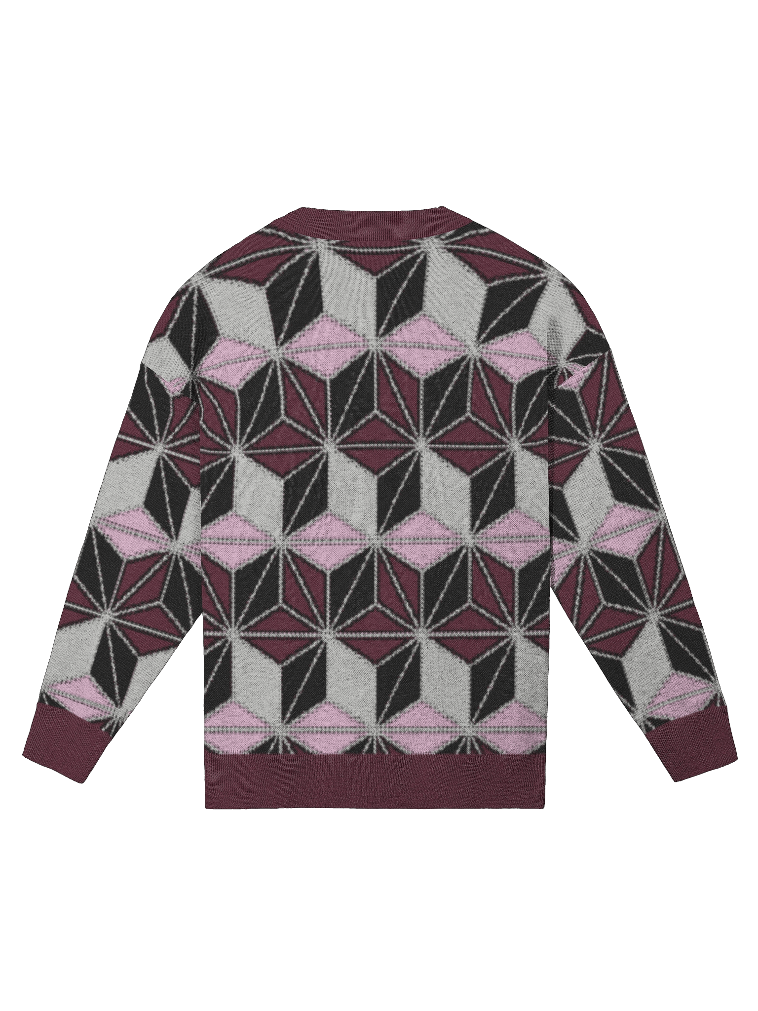 Kanji of LOVE set on Asanoha pattern in Fall Equinox colors of Enso Twilight Relaxed Fit Jacquard Knitted Sweater product image (2)