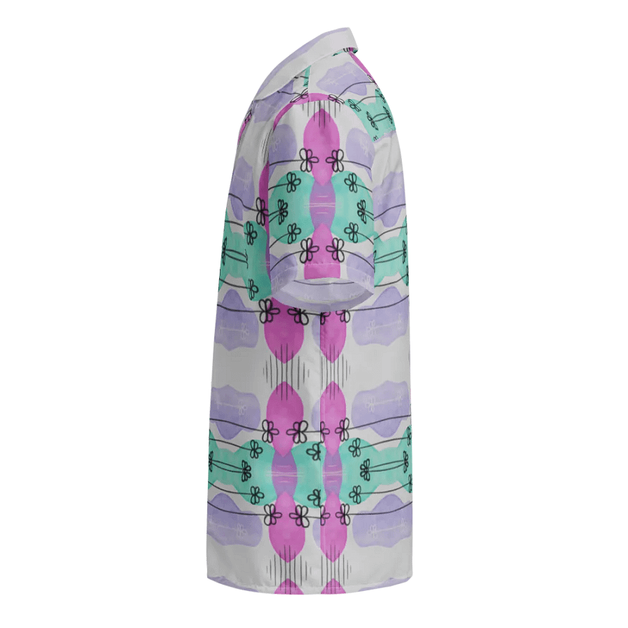Hawaiian Style Shirt, Symmetric Blooms, Button Up product image (4)