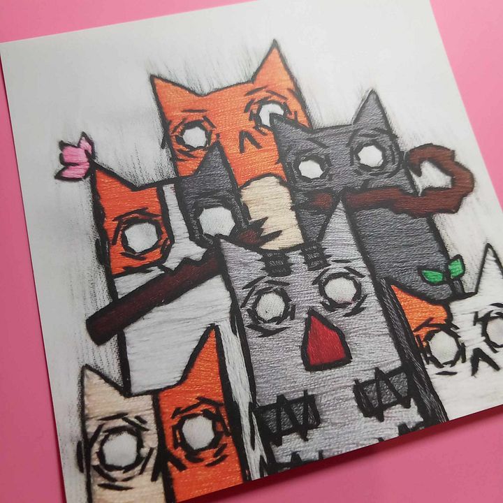 Angry Cats Embroidery Print product image (2)