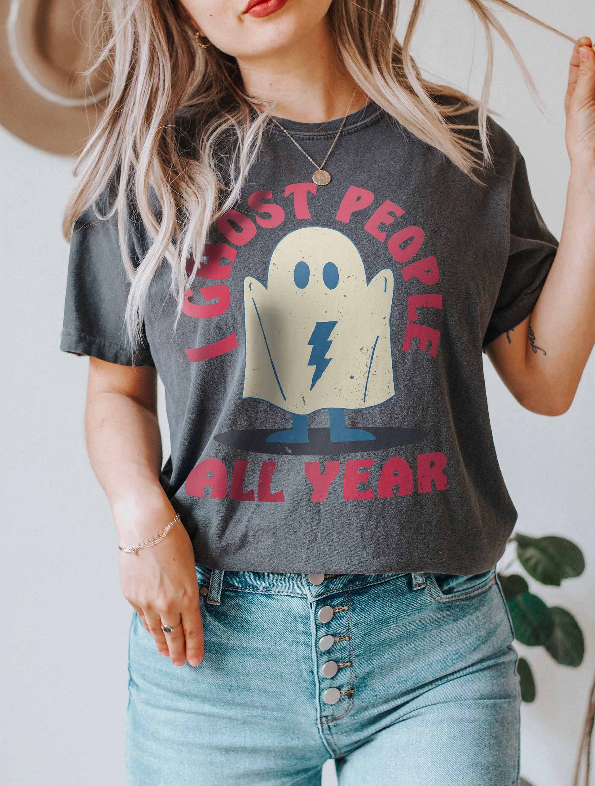 I Ghost People All Year Introvert T-Shirt | Funny Fall and Halloween T-Shirt Design product image (20)