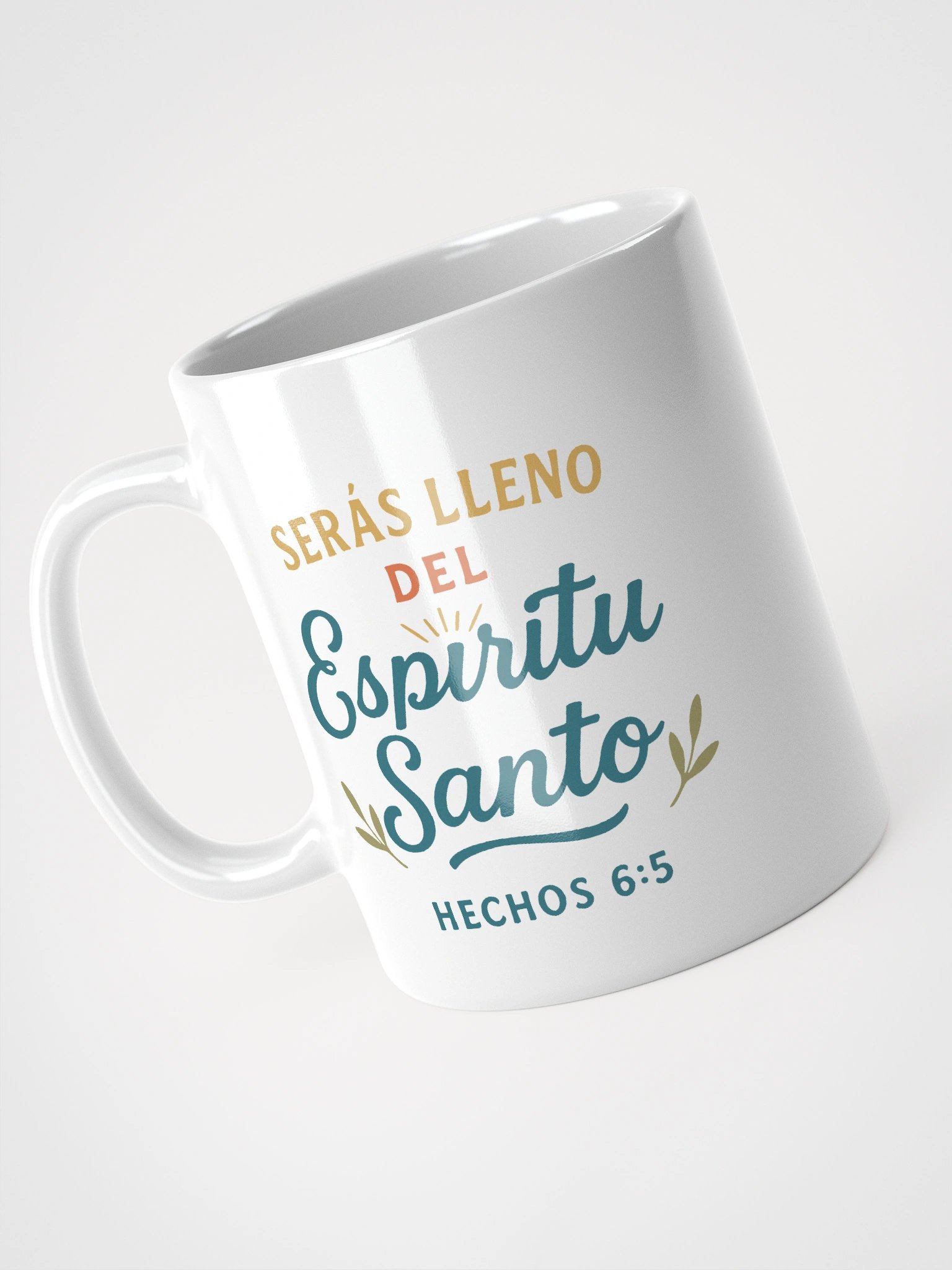 White Christian Mug – “Serás Lleno del Espíritu Santo” – Spanish Acts 6:5 product image (3)