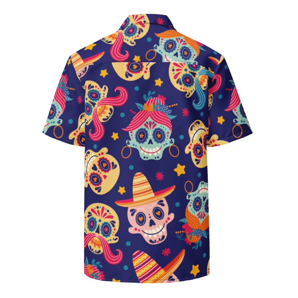 Mexican Art Design-Seamless Calavera Pattern Hawaiian Shirt product image (2)