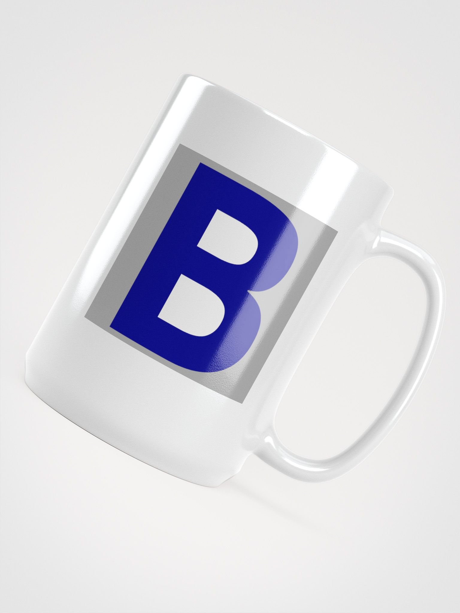 Bold Blue Letter 'B' White Glossy Mug product image (5)
