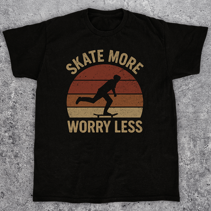Skate more worry less, Funny skateboarding t-shirt, Unisex product image (1)