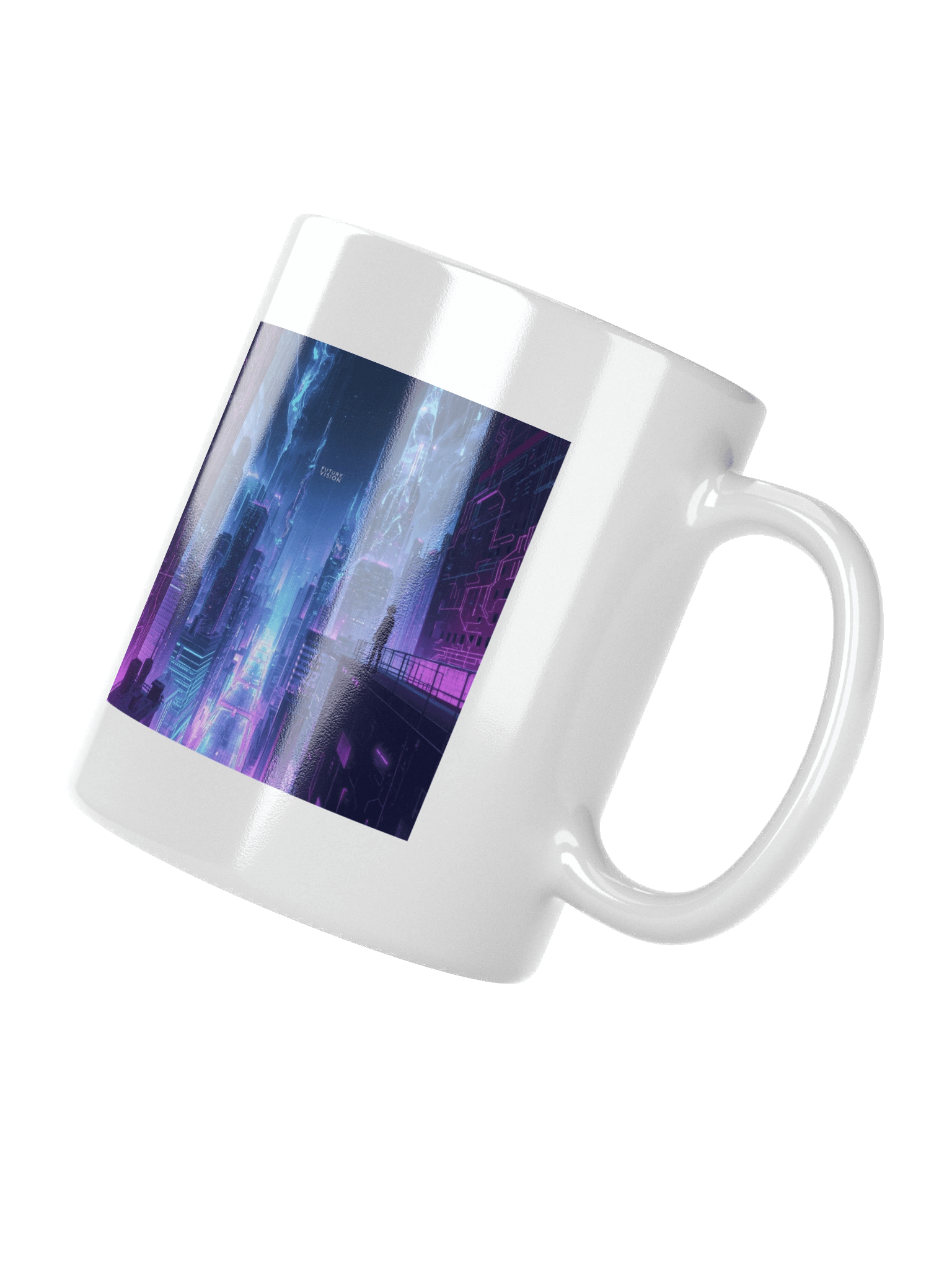 The "Future Vision" Cyberpunk Anime Mug - Neon Noir Design product image (7)