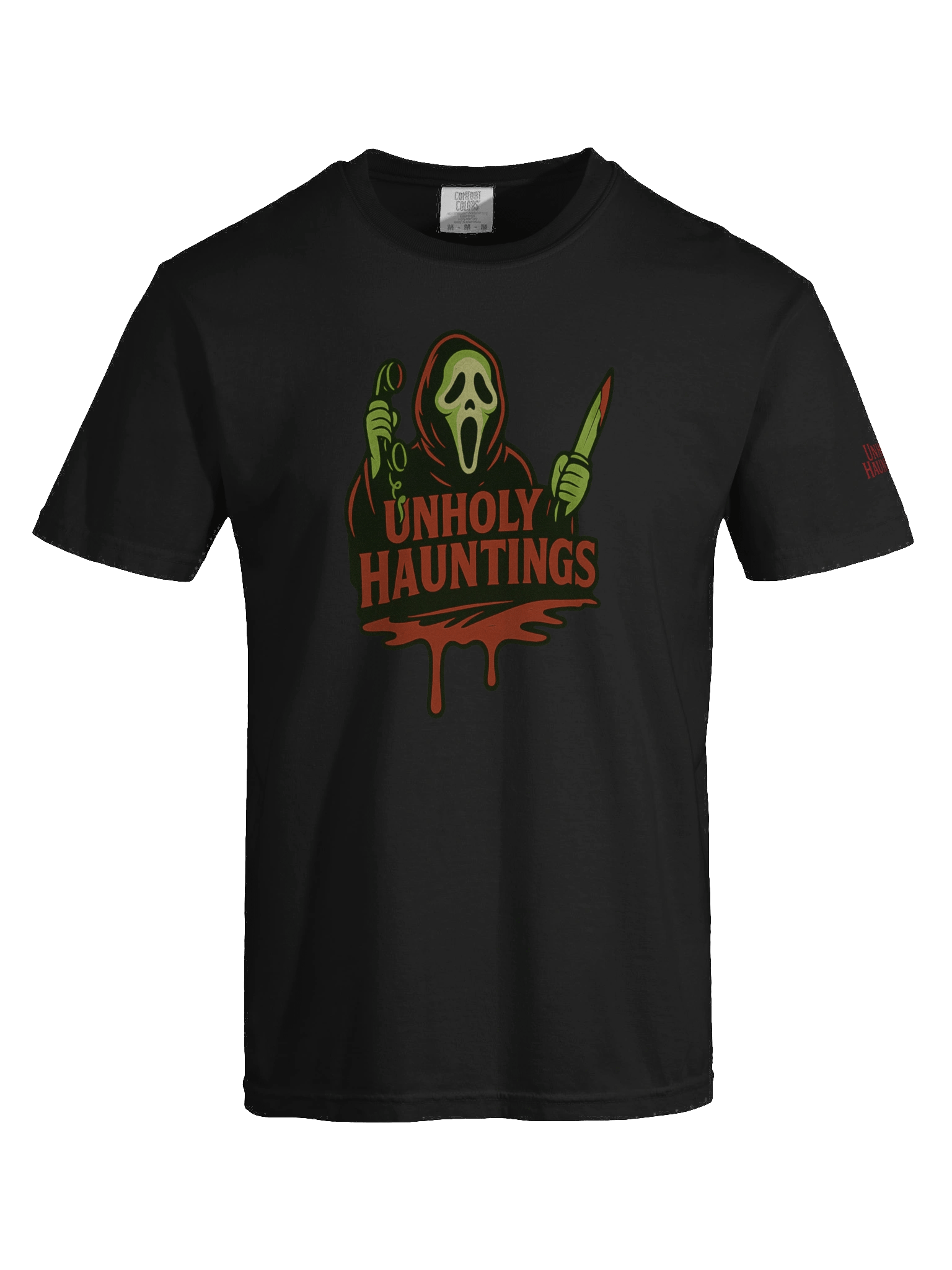 Unholy Hauntings Ghost Face Black Tee product image (7)
