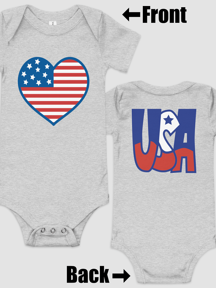 Patriotic Heart Baby Onesie (Front & Back) product image (1)