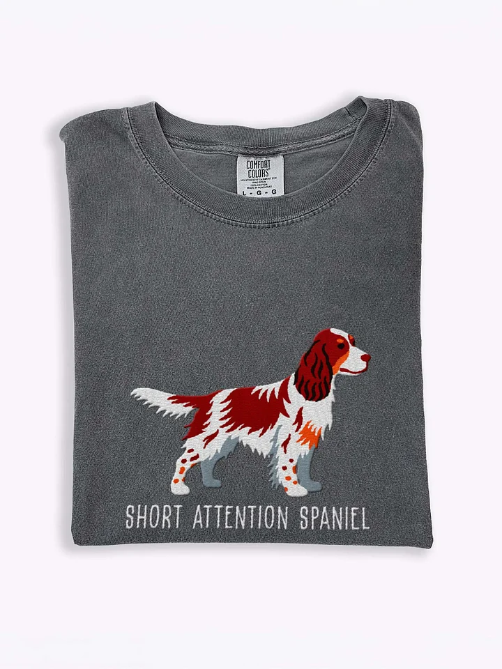 Short Attention Spaniel T-Shirt(Embroidered) of a Springer Spaniel(Liver Tricolor) product image (1)
