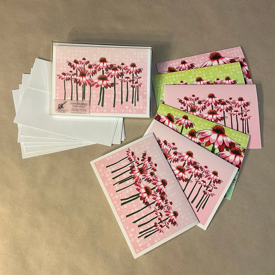Field of Pink Daisies Greeting Cards, Assorted All Occasion Note Cards, 5x7 inch, Blank Inside, with Envelopes product image (2)