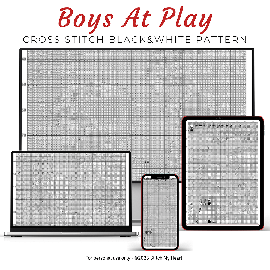 Boys At Play Cross Stitch Pattern product image (4)