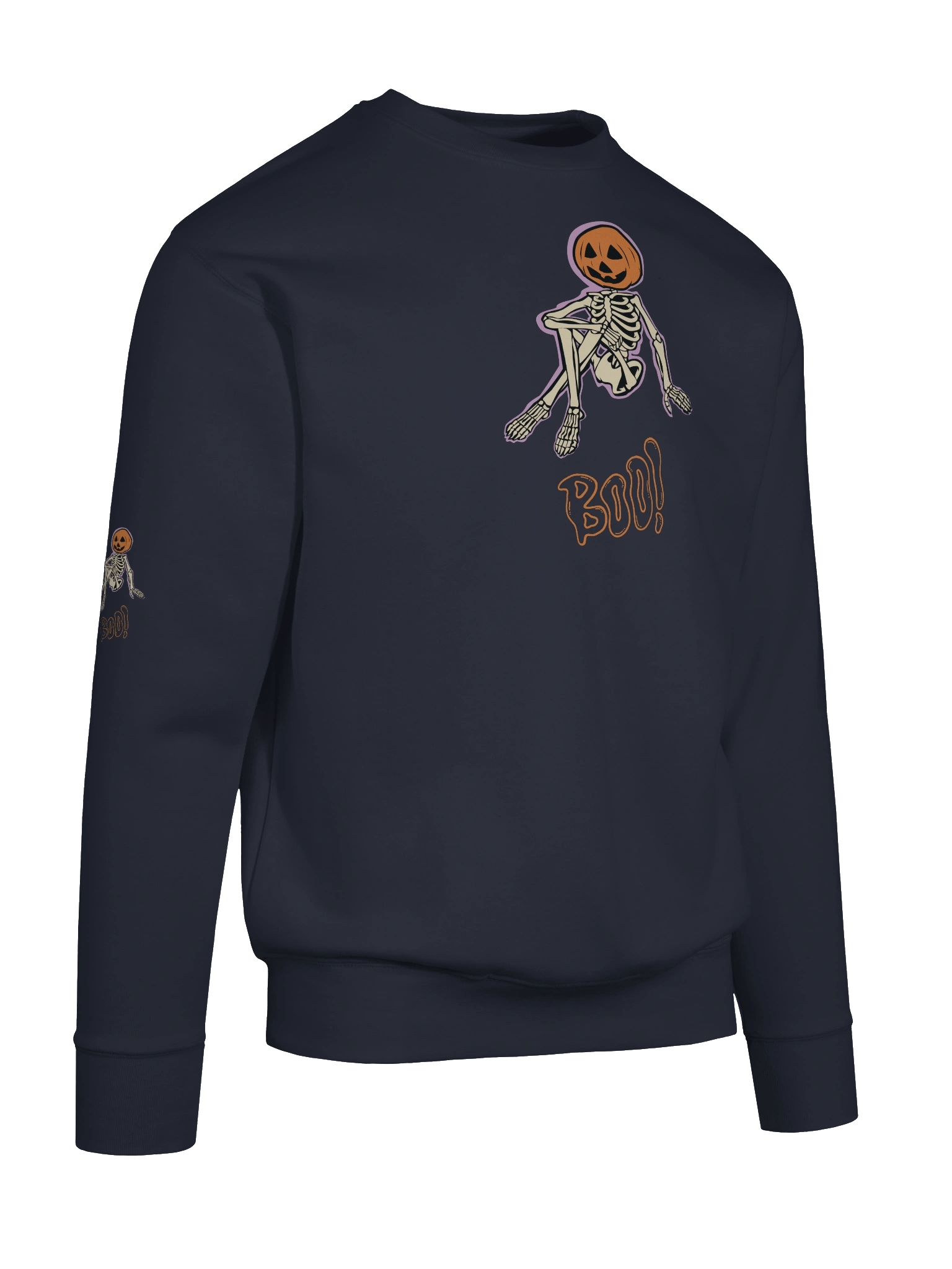 Pumpkin Head Skeleton Sweatshirt with BOO Design product image (93)