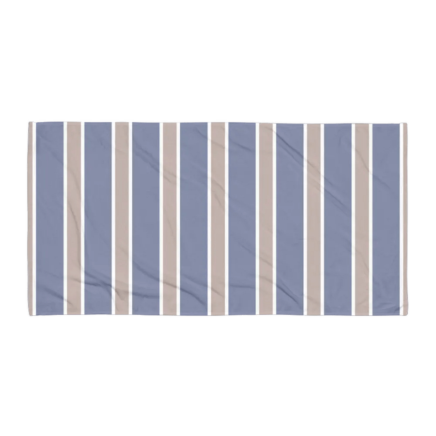 CLASSIC BLUE BEIGE STRIPES TOWEL Streifen Beige Blau Handtuch product image (2)