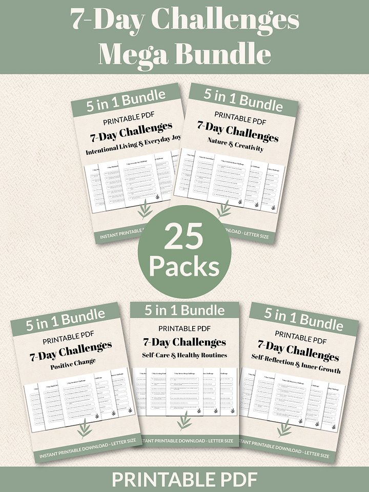25 Printable 7-Day Challenges Mega Bundle product image (1)