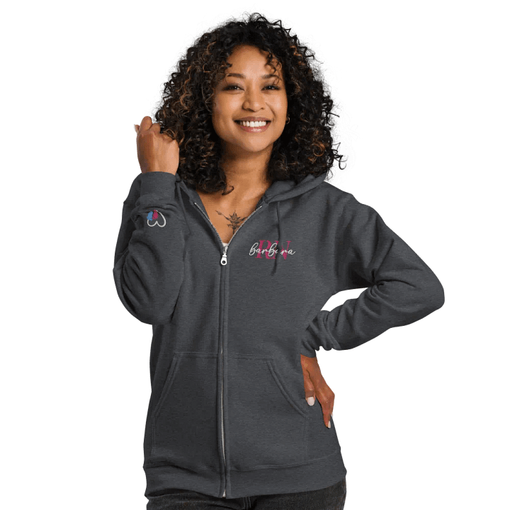 Personalized Embroidered Monogram Hooded Full Zip Jacket. (With Sleeve Element) product image (1)