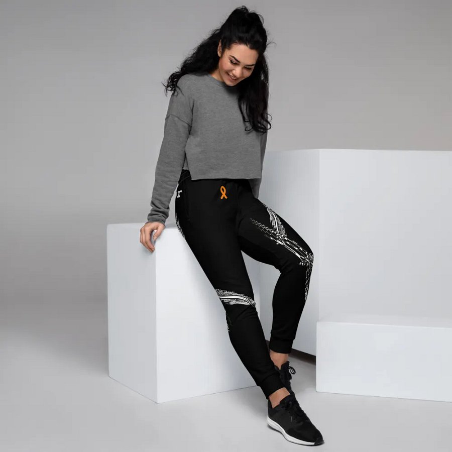 White HApex Gear White Logo Cancer Awareness Orange Ribbon. Black Women's Joggers product image (12)