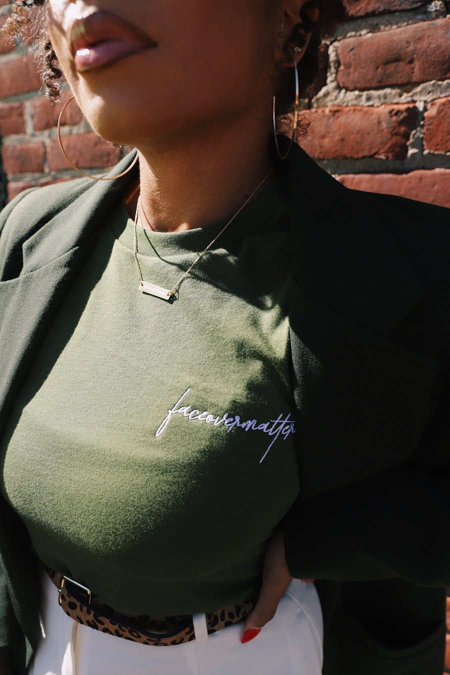 Faceovermatter T-Shirt (Olive) product image (1)