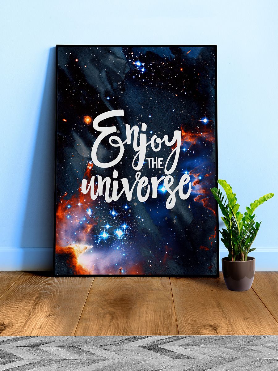 Enjoy the Universe [neon/synthwave/vaporwave/watercolor] — aesthetic watercolor poster, neon space poster, retrowave poster, motivation quotes product image (1)